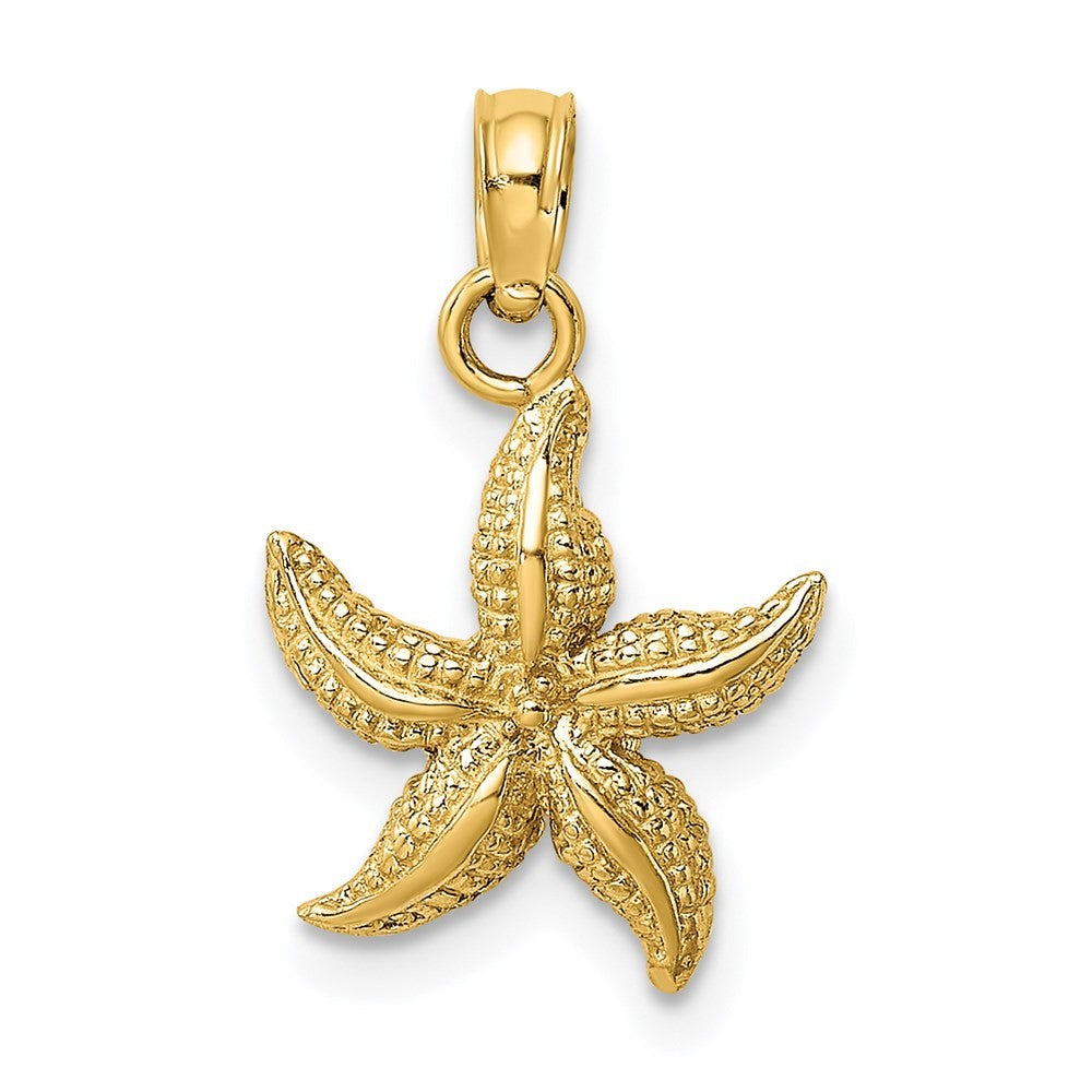 14k Yellow Gold Textured Starfish Charm
