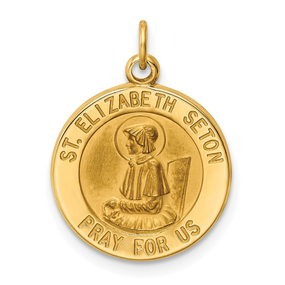 14k Yellow Gold Saint Elizabeth Seton Medal Charm Pendant for Women