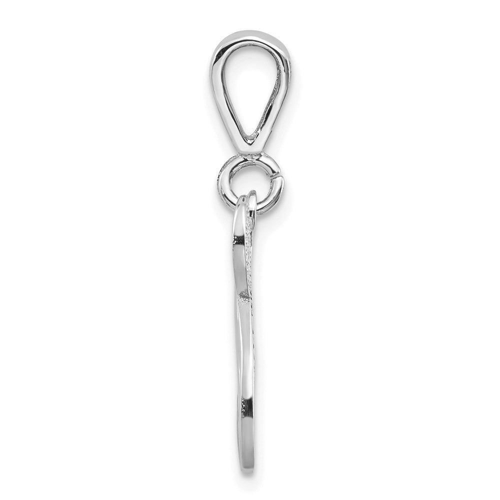 14k White Gold Solid Polished Script Filigree Letter N Initial Pendant