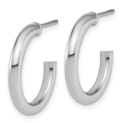 14k White Gold Polished 2.5 x 20mm Tube C-Hoop Earrings Gift for Women