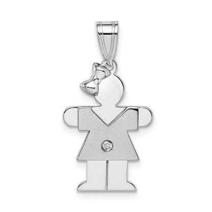 14k White Gold AA Diamond Kid Pendant for Women
