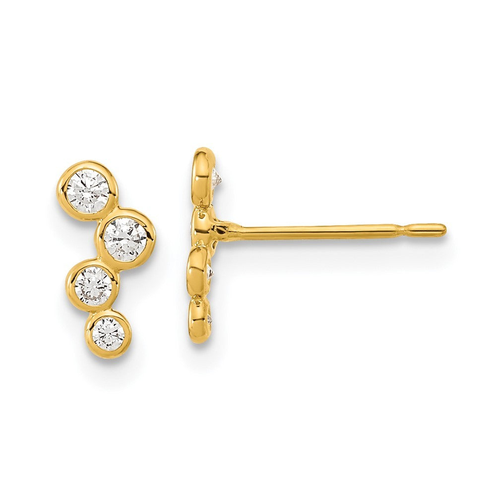 14k Yellow Gold 4-CZ Bezel Set Earrings