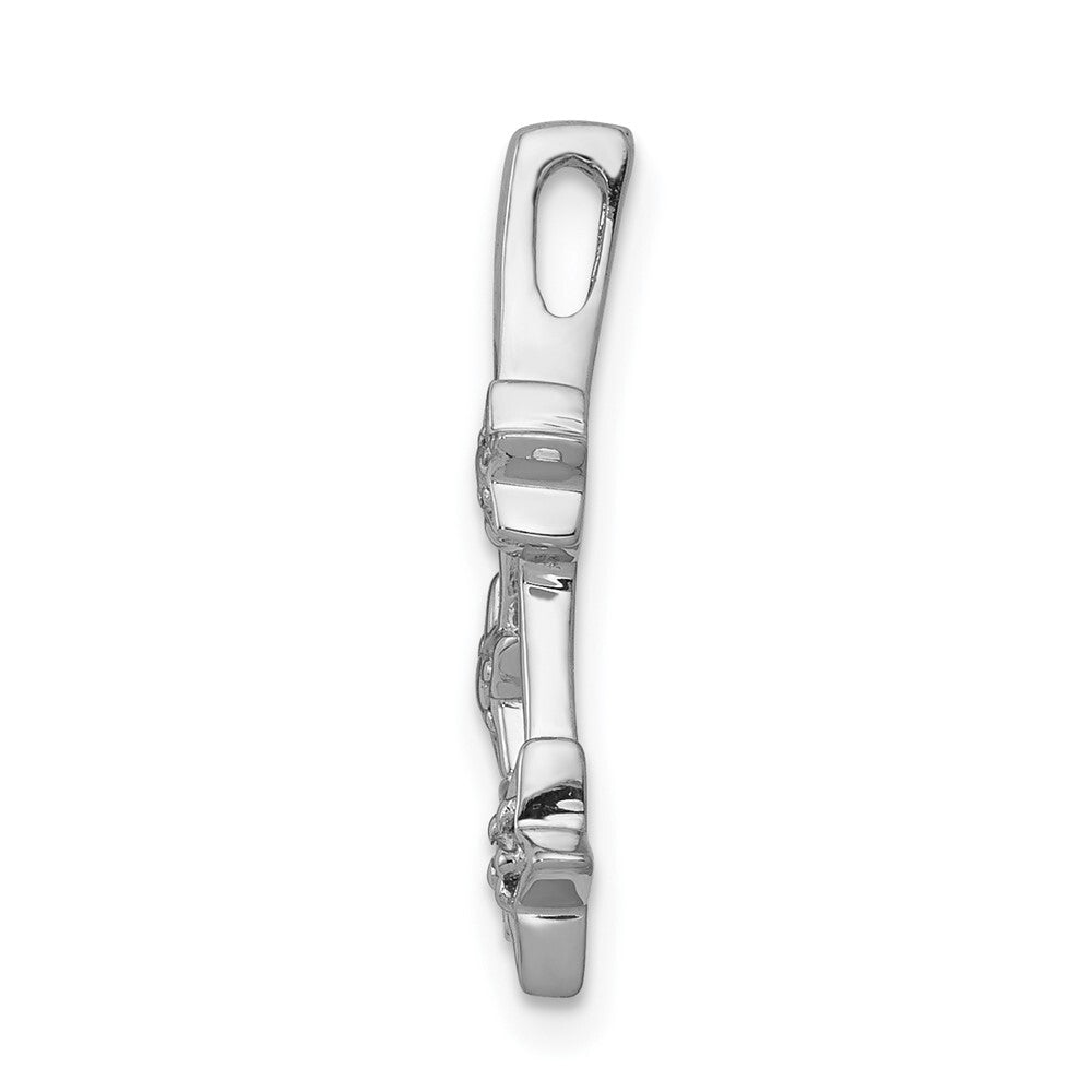 14k White Gold Diamond Shooting Stars Chain Slide Pendant for Women