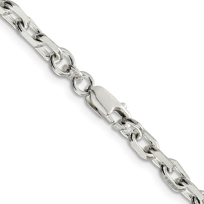 Sterling Silver 4.9mm Beveled Oval Cable Chain Necklace