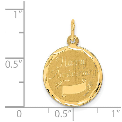 14k Yellow Gold HAPPY ANNIVERSARY Charm Pendant for Women