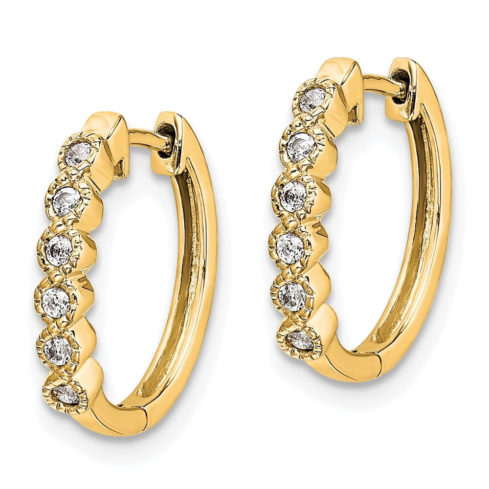14k Yellow Gold Diamond Hinged Hoop Earrings