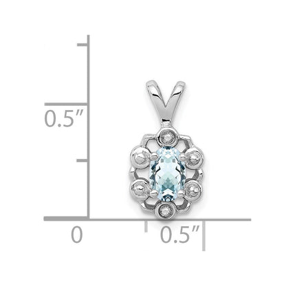 Sterling Silver Rhodium-plated Aquamarine & Diam. Pendant