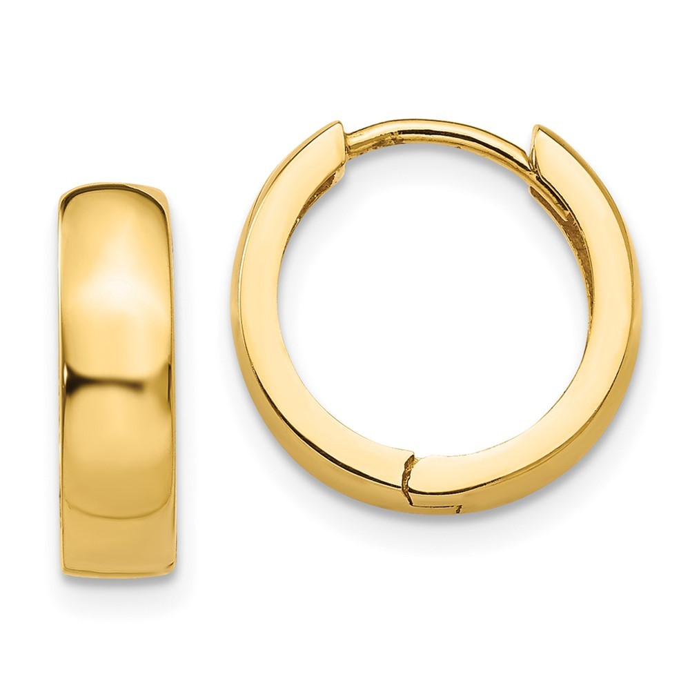 14k Yellow Gold Round Hinged Hoop Earrings