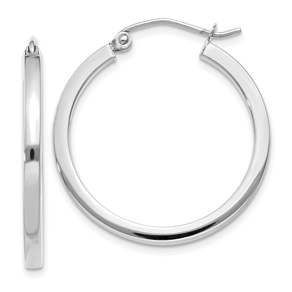14k White Gold 2mm Square Tube Hoops Gift for Women