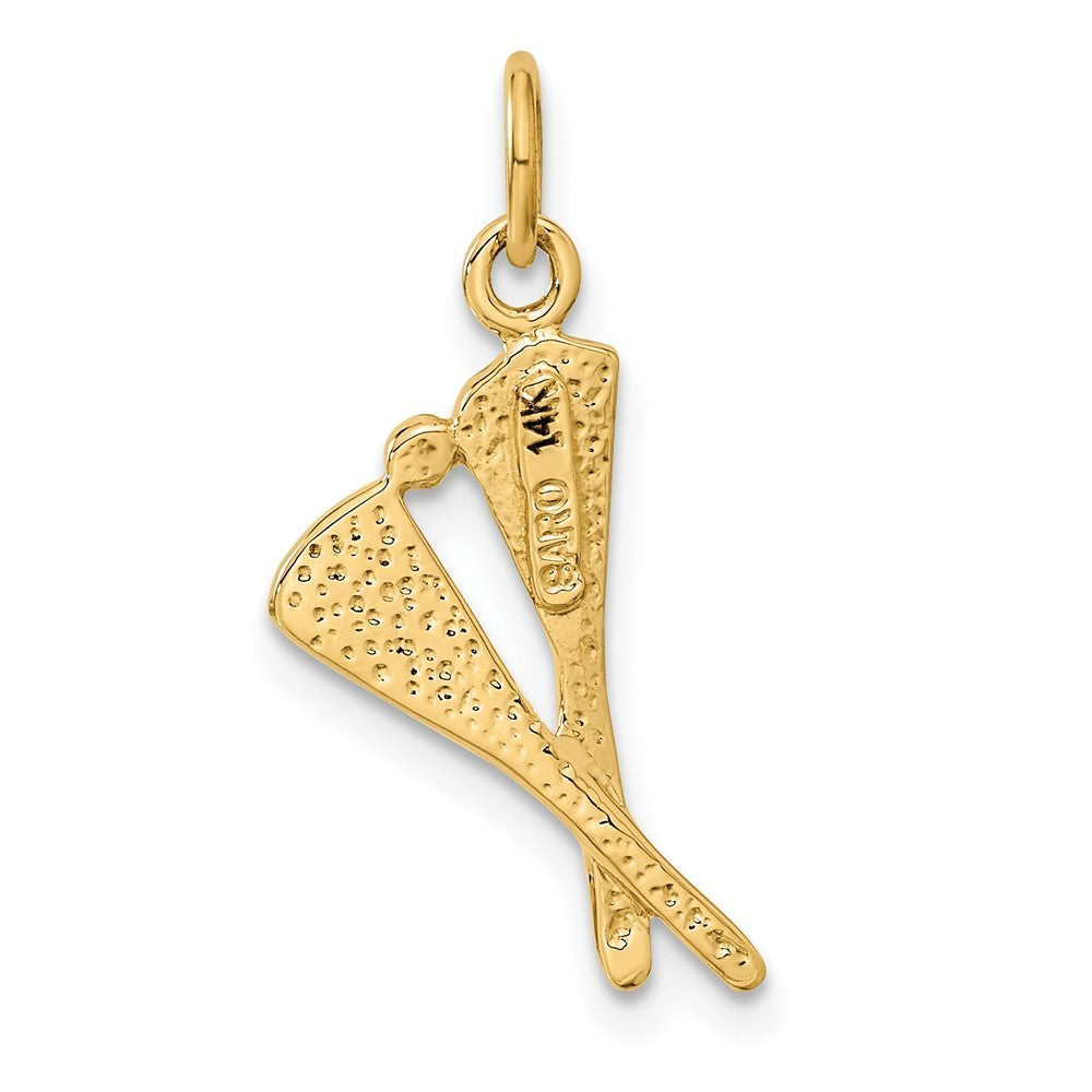 14k Yellow Gold Polished Lacrosse Sticks Charm Pendant