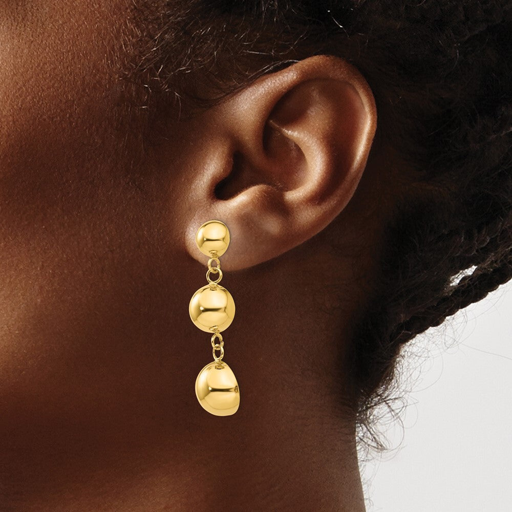 14k Yellow Gold Polished Half Ball Dangle Earrings