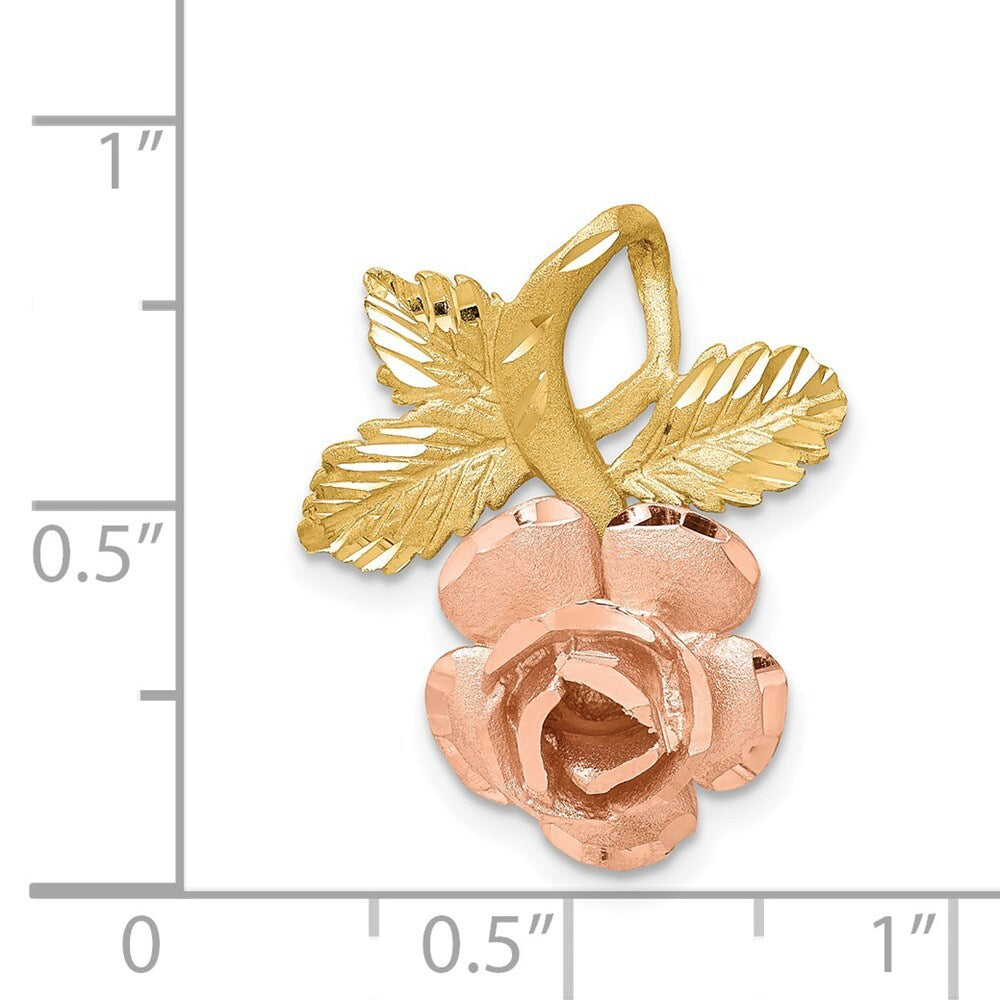 14k Two-tone Gold Rose Chain Slide Pendant for Women