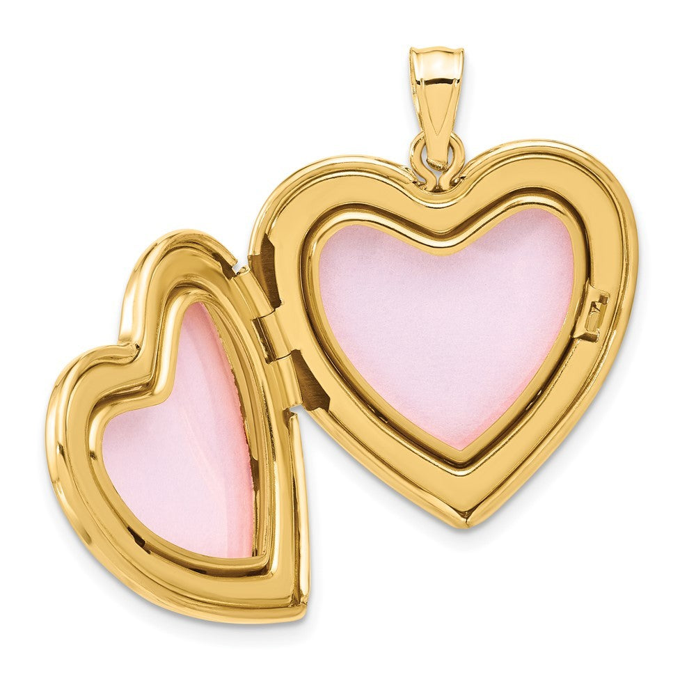 14k Yellow Gold Polished Fancy Scrolled Design 24mm Heart Locket