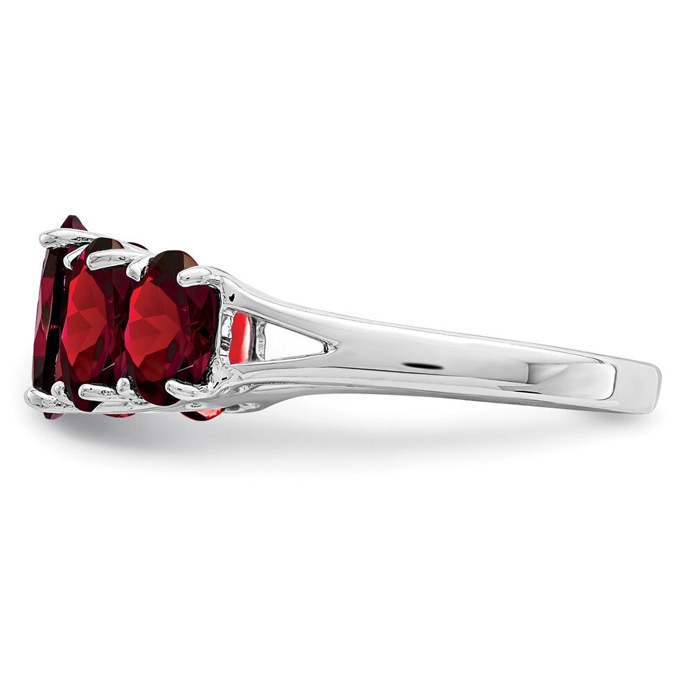 Sterling Silver Rhodium Garnet Ring Size 6