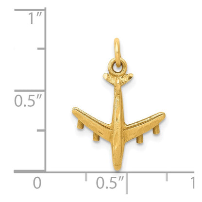 14k Yellow Gold 3-D Airplane Charm