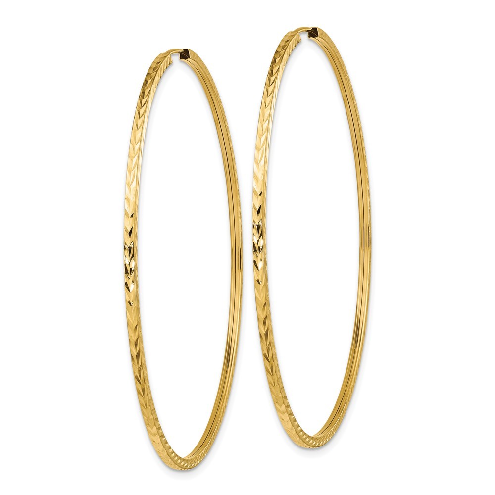 14k Yellow Gold Diamond-cut Square Tube Endless Hoop Earrings