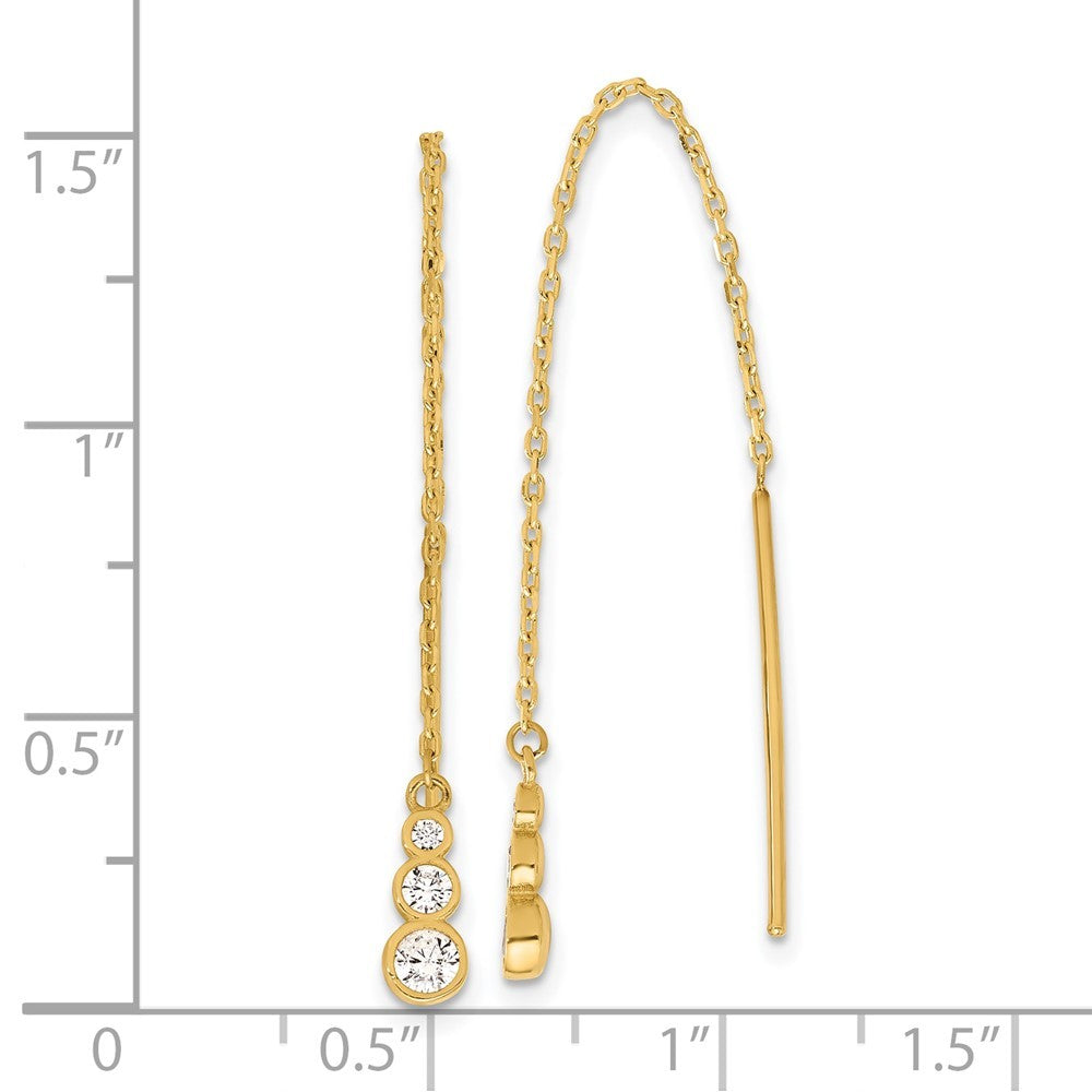 14k Yellow Gold Polished CZ Threader Earrings