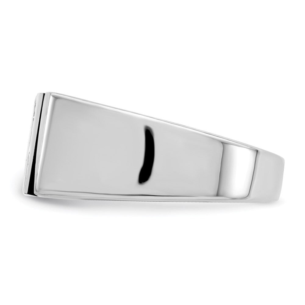 Sterling Silver Rhodium-plated Men's Cubic Zirconia and Onyx Ring Size 10