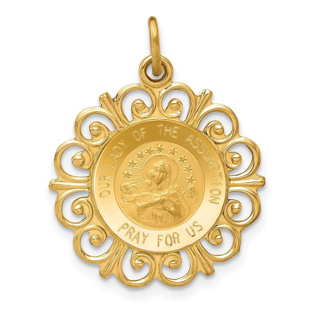14k Yellow Gold Our Lady Of The Assumption Medal Pendant for Women