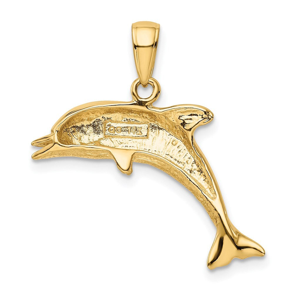 14k Yellow Gold Jumping Dolphin Pendant for Women