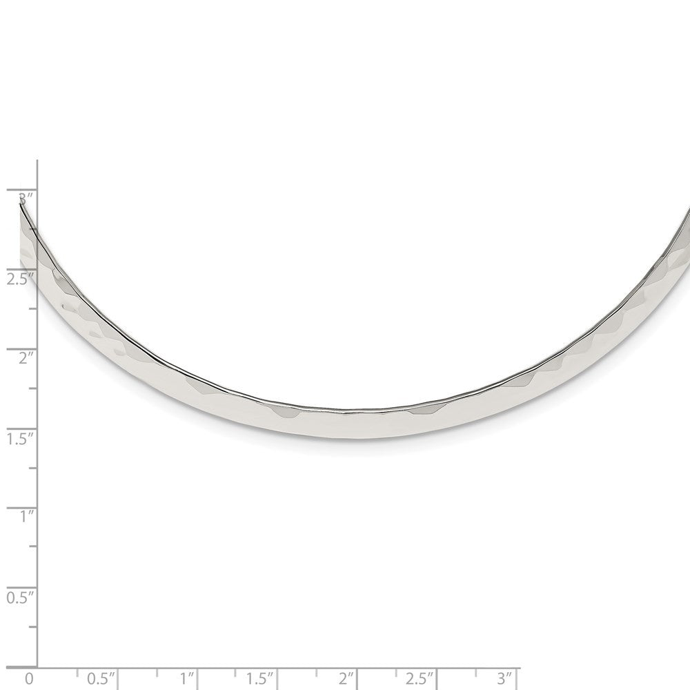 Sterling Silver Polished Hammered 6mm Neck Collar