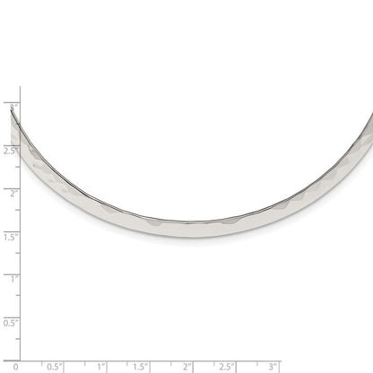 Sterling Silver Polished Hammered 6mm Neck Collar