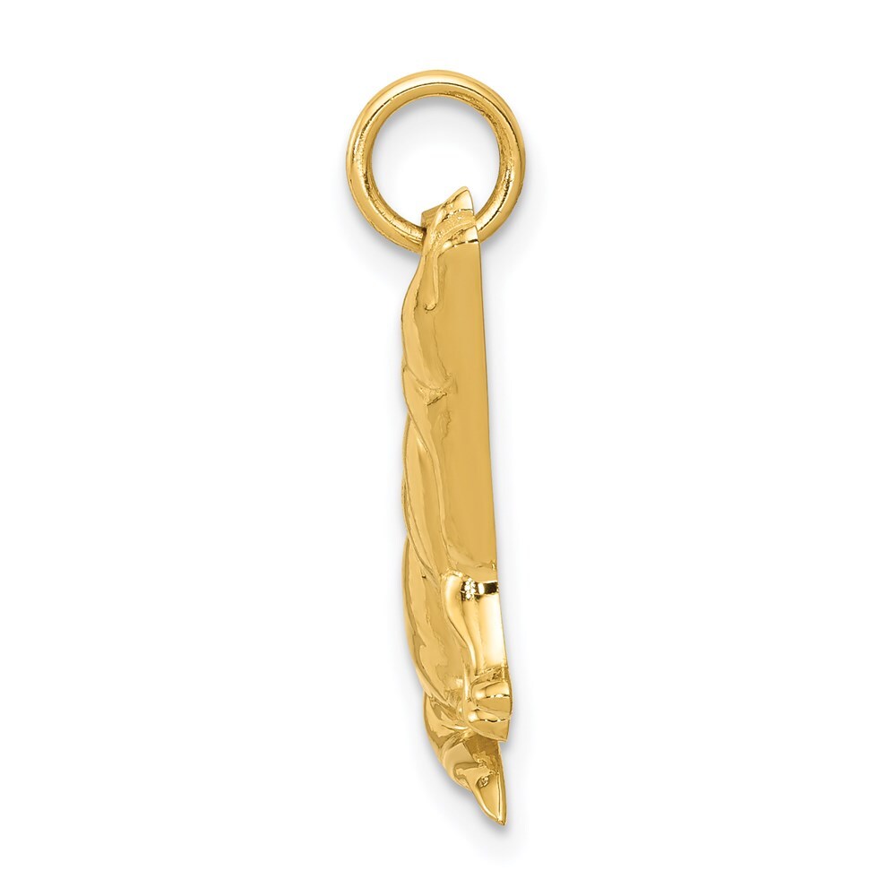 14k Yellow Gold Wolf Charm Pendant for Women