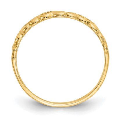 14K Yellow Gold Polished Hearts Ring