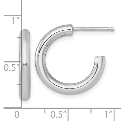 14k White Gold Polished 3.0 x 20mm Tube C-Hoop Earrings Gift for Women