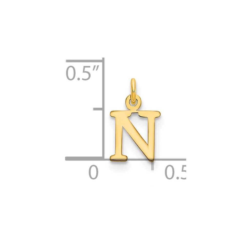14k Yellow Gold Cutout Letter N Initial Pendant for Women