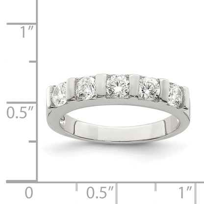 Sterling Silver Rhodium-plated Cubic Zirconia 5-Stone Ring Size 7