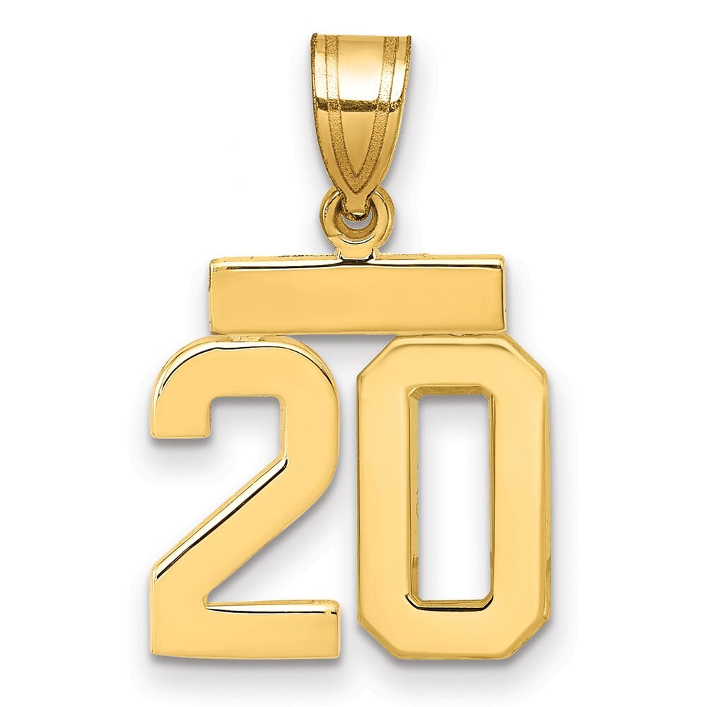 14k Yellow Gold Polished Small Number 20 Charm Pendant for Women
