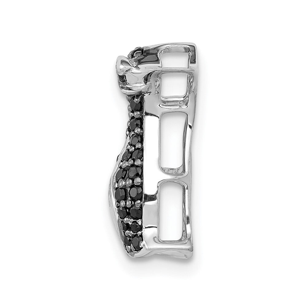 14k White Gold 1/5ct. Black Diamond Penguin Chain Slide Pendant for Women