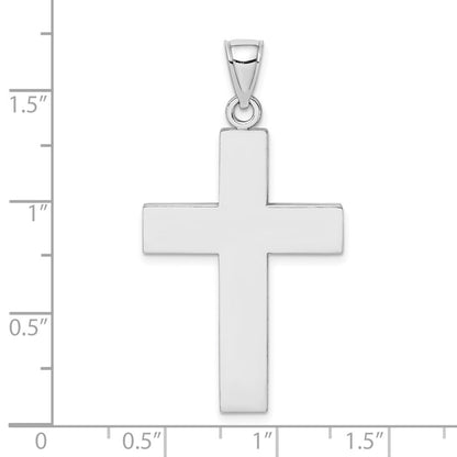 14k White Gold 14KLarge Block Cross Open Back Charm Pendant for Women