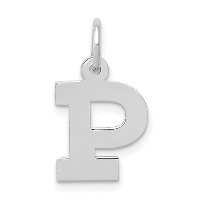 14k White Gold Small Block Letter P Initial Charm Pendant for Women