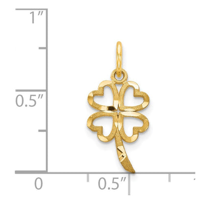 14k Yellow Gold 4 Leaf Clover Charm Pendant for Women