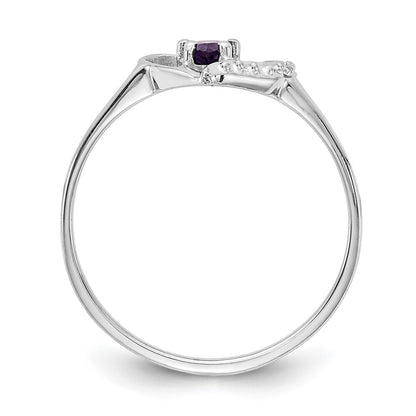 14k White Gold Polished .01ct. Diamond & 5x3 Pear Gemstone Heart Ring Mount