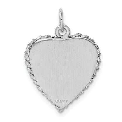 Sterling Silver Rhodium-plated Graduation Cap & Diploma Disc Charm