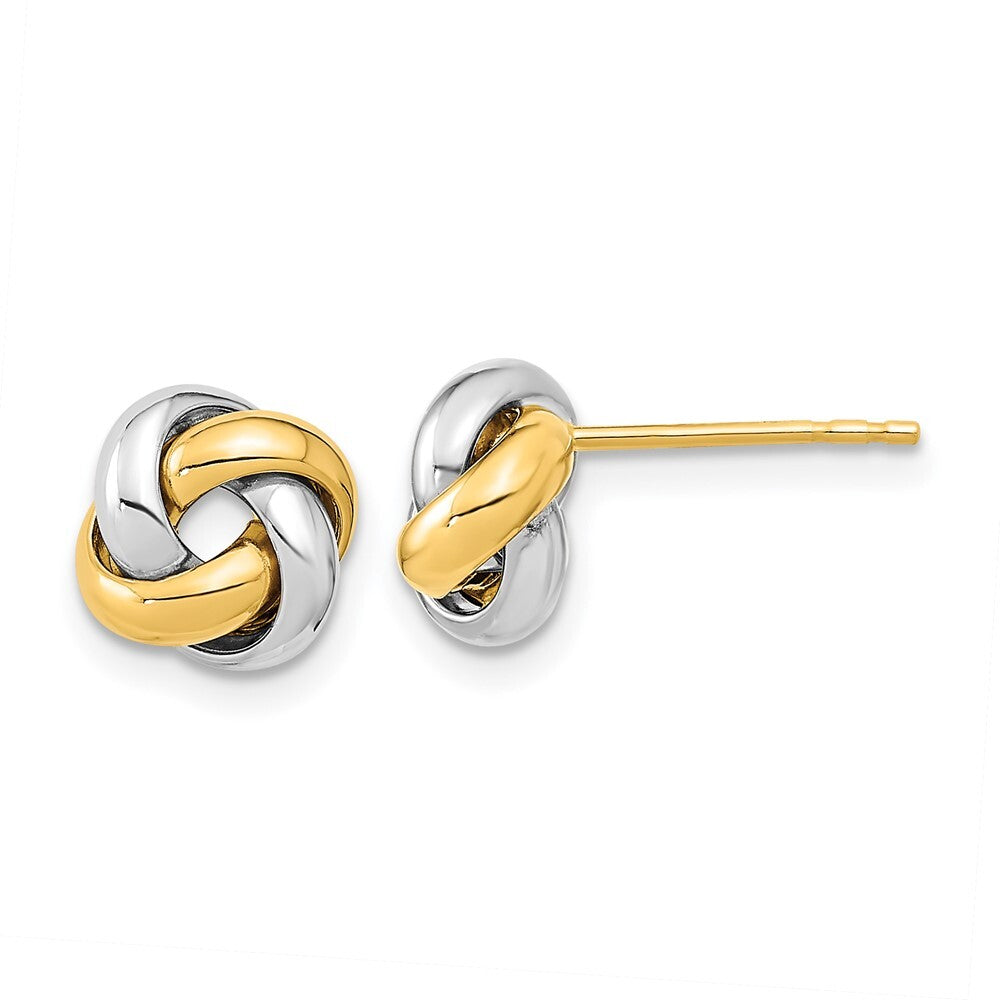 14k Two-tone Gold Polished Love Knot Stud Earrings