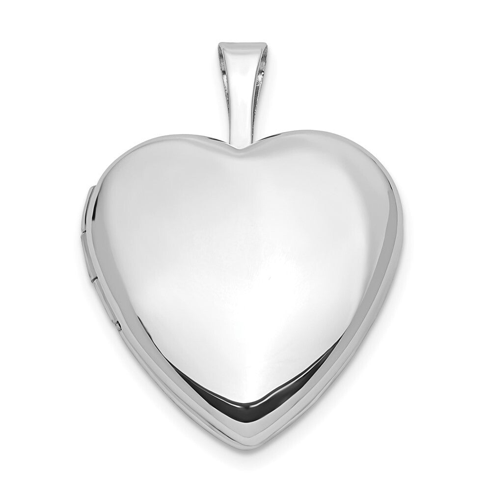 14k White Gold 16mm Heart Locket Pendant for Women