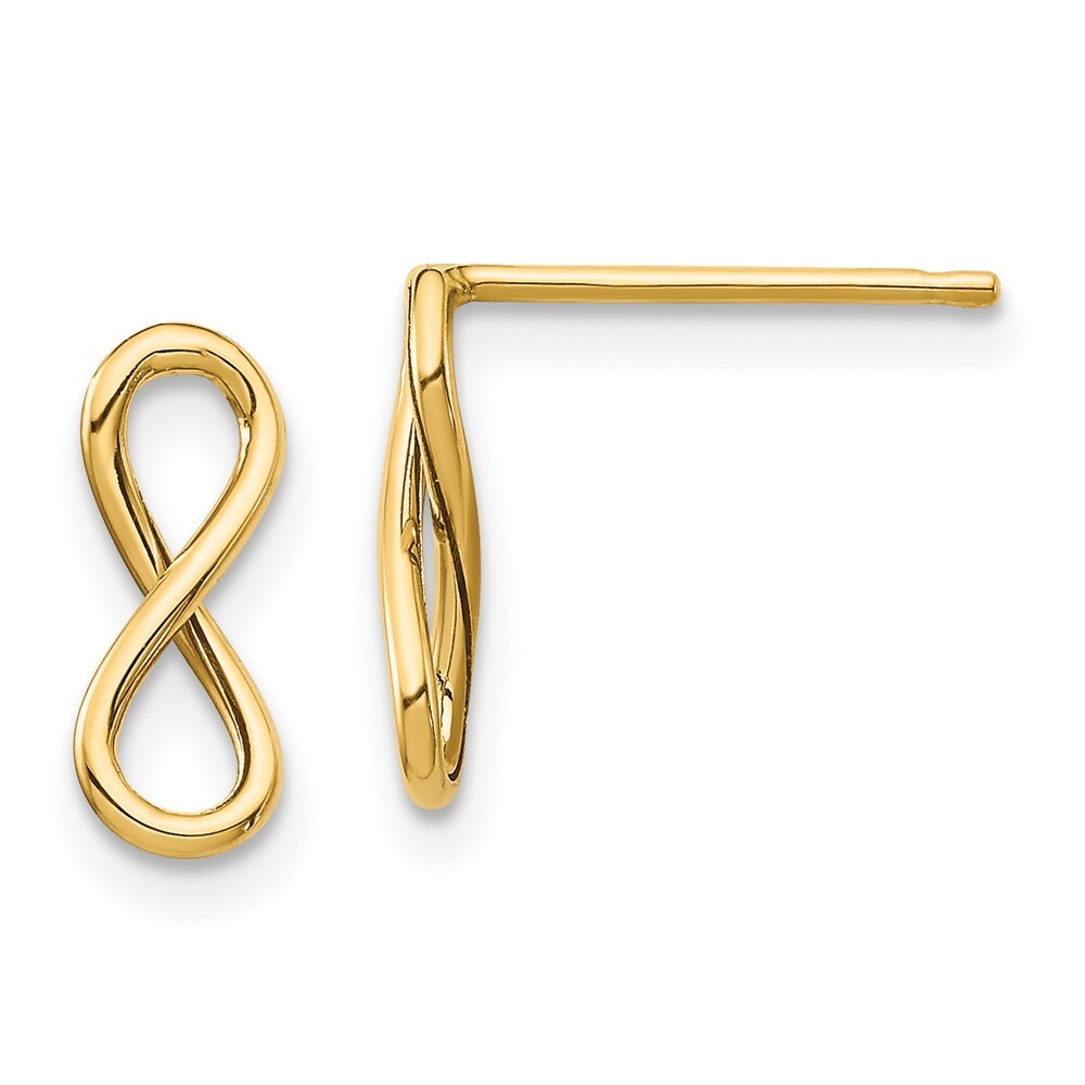 14k Yellow Gold Polished Infinity Stud Earrings Gift for Women