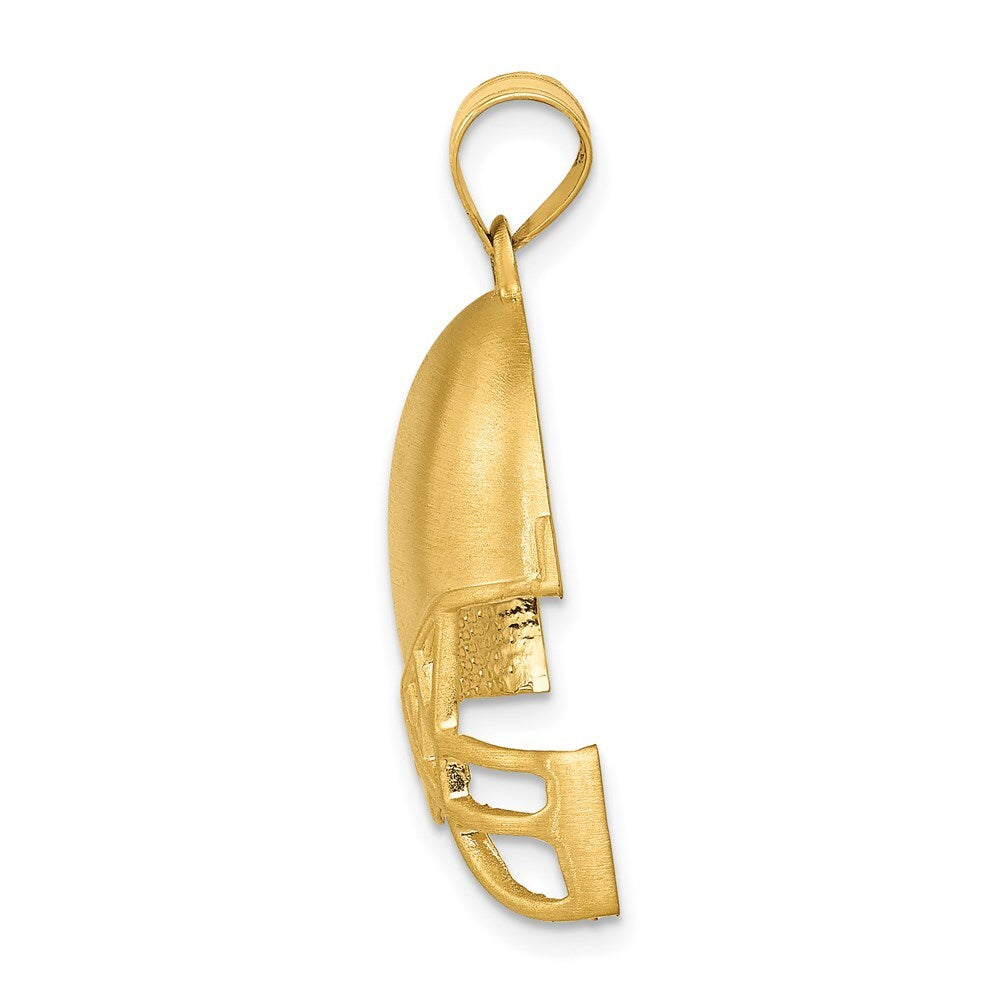 14k Yellow Gold Brushed Football Helmet Pendant for Women