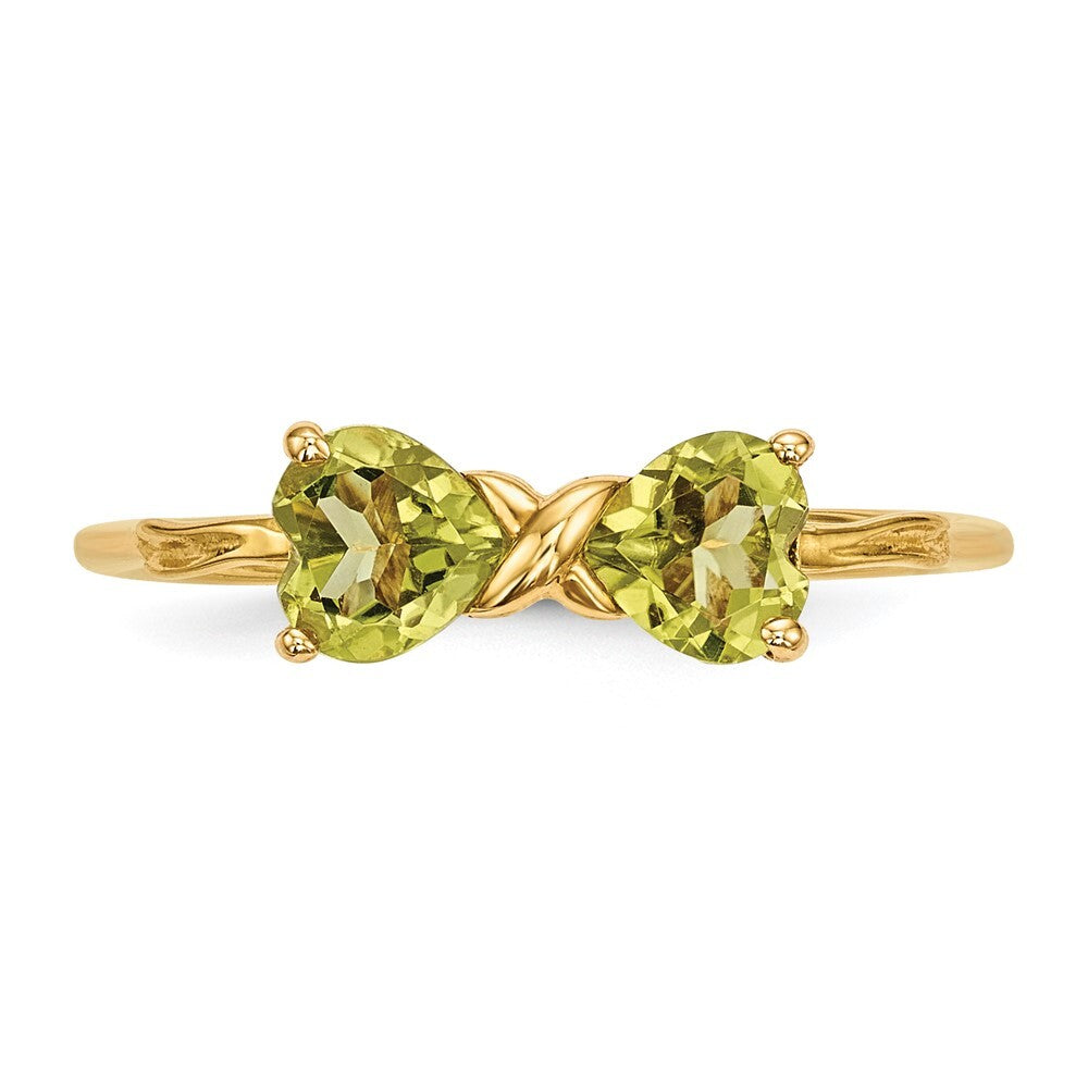 14K Yellow Gold Gold Polished Peridot Bow Ring
