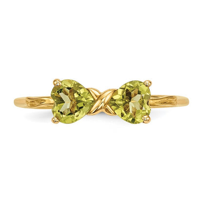 14K Yellow Gold Gold Polished Peridot Bow Ring