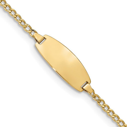 14k Yellow Gold Semi-Solid Chain Curb Link Oval 18.5x8.5mm Plate 6" ID Bracelet