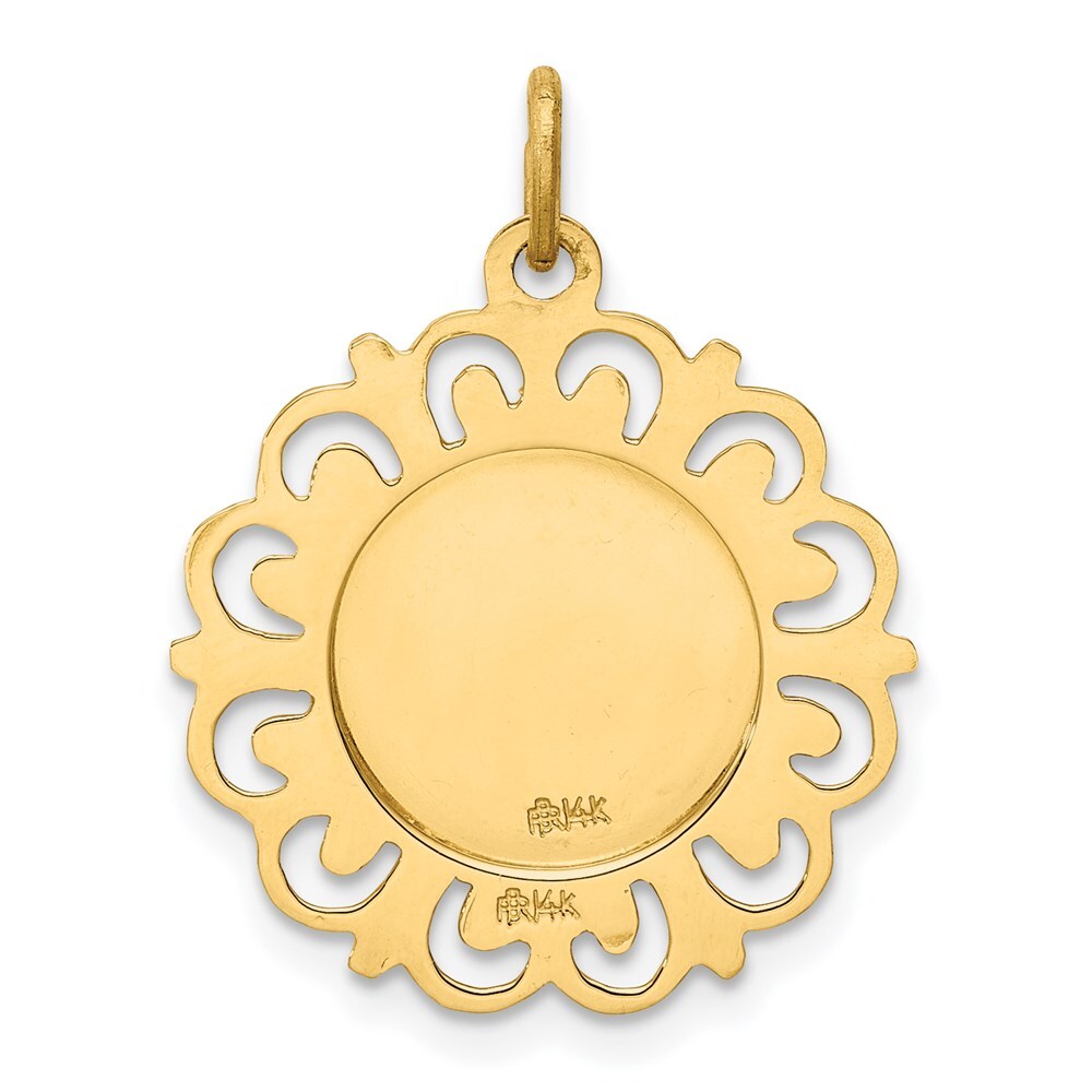 14k Yellow Gold Our Lady of Mt. Carmel Medal Charm Pendant for Women