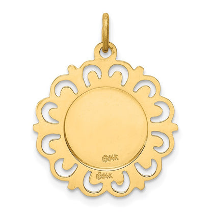 14k Yellow Gold Our Lady of Mt. Carmel Medal Charm Pendant for Women