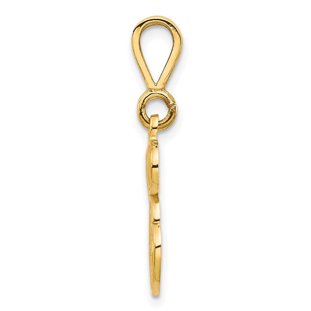 14k Yellow Gold Polished Script Filigree Letter E Initial Pendant for Women