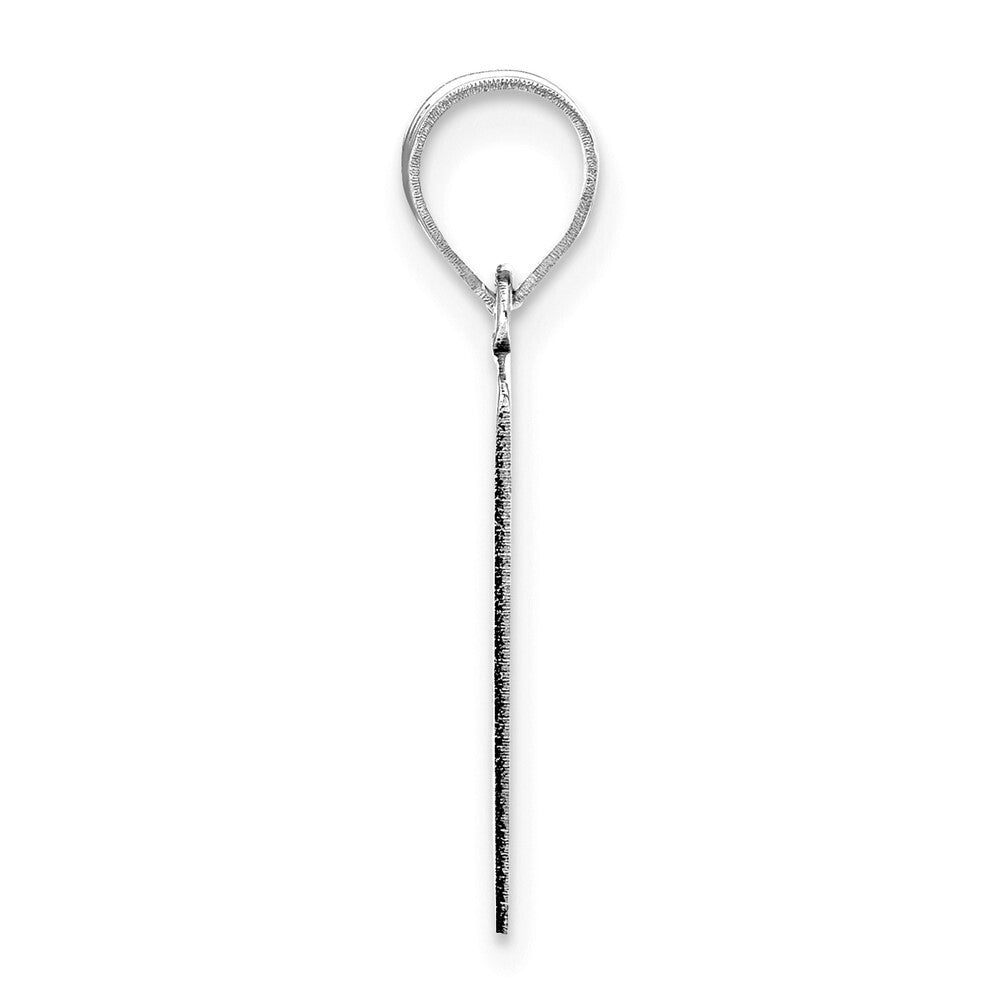 14k White Gold Polished Script Letter J Initial Pendant for Women