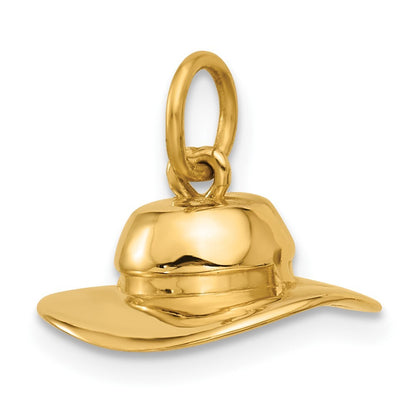 14k Yellow Gold Sun Hat Charm Pendant for Women